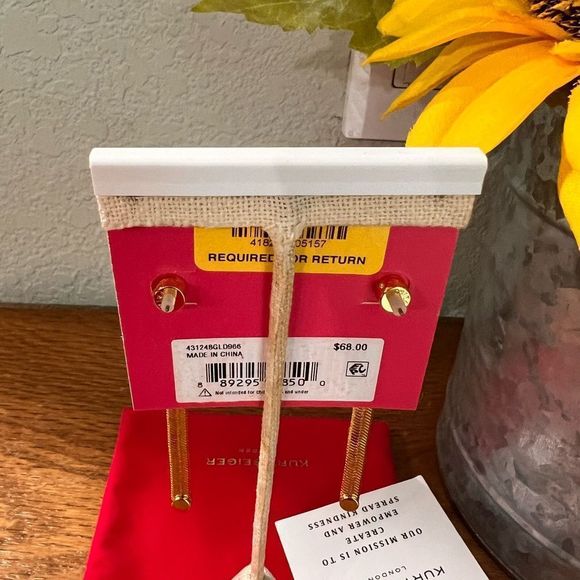 NWT Kurt Geiger London Signature Mismatched Stone Snake Linear Earrings #TSER - Picture 7 of 9